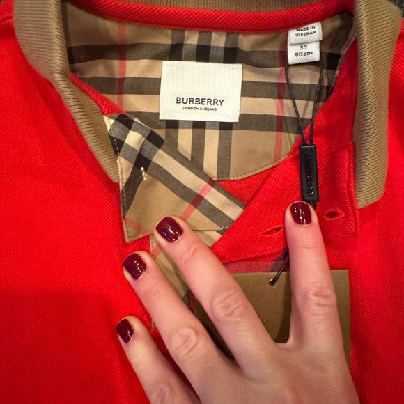 Burberry Kids Red Polo Shirt - Picture 3 of 4